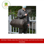 Vintage Travel Bag Multifunctional Leather Duffle Bag Folding by@Outfy