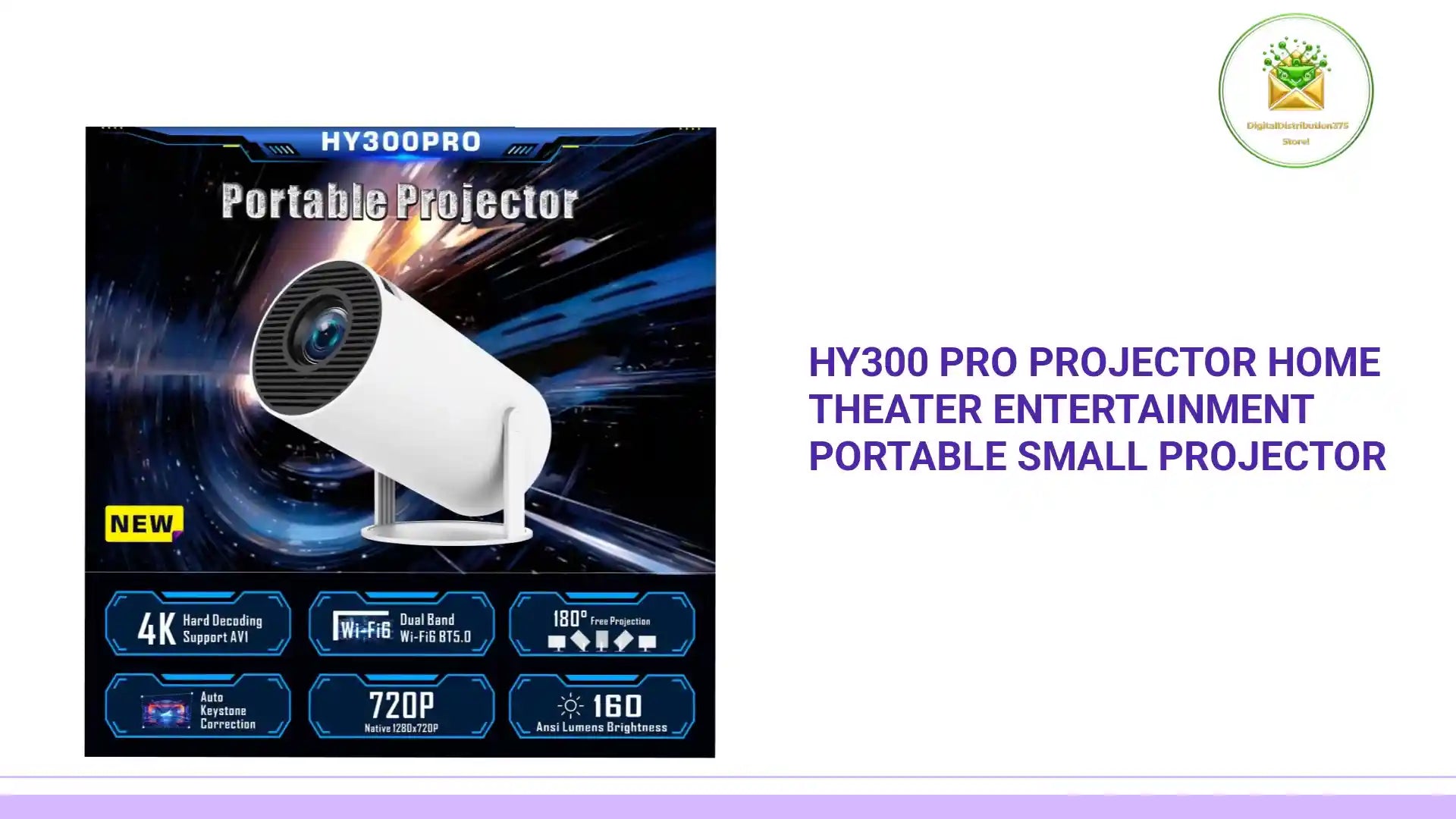 HY300 Pro Projector Home Theater Entertainment Portable Small Projector by@Outfy