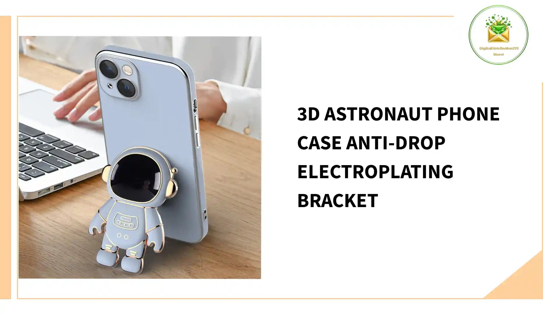 3D Astronaut Phone Case Anti-Drop Electroplating Bracket by@Outfy