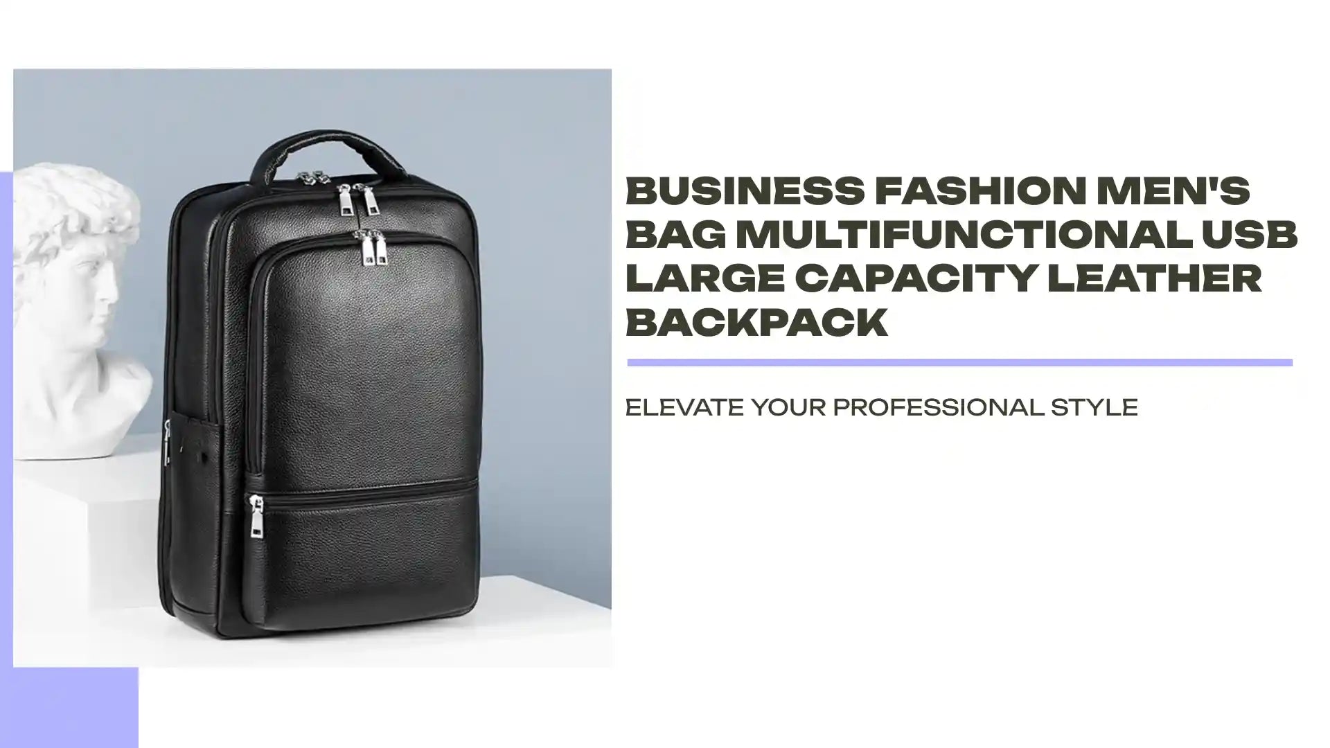 Business Fashion Men's Bag Multifunctional USB Large Capacity Leather Backpack by@Outfy