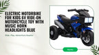 Electric Motorbike For Kids 6V Ride-On Motorcycle Toy With Music Horn Headlights Blue by@Outfy