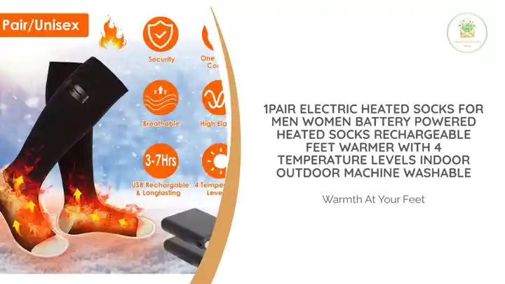 1Pair Electric Heated Socks For Men Women Battery Powered Heated Socks Rechargeable Feet Warmer With 4 Temperature Levels Indoor Outdoor Machine Washable by@Outfy