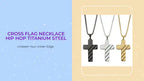 Cross Flag Necklace Hip Hop Titanium Steel by@Outfy