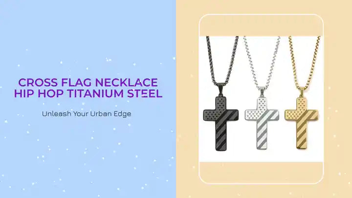 Cross Flag Necklace Hip Hop Titanium Steel by@Outfy