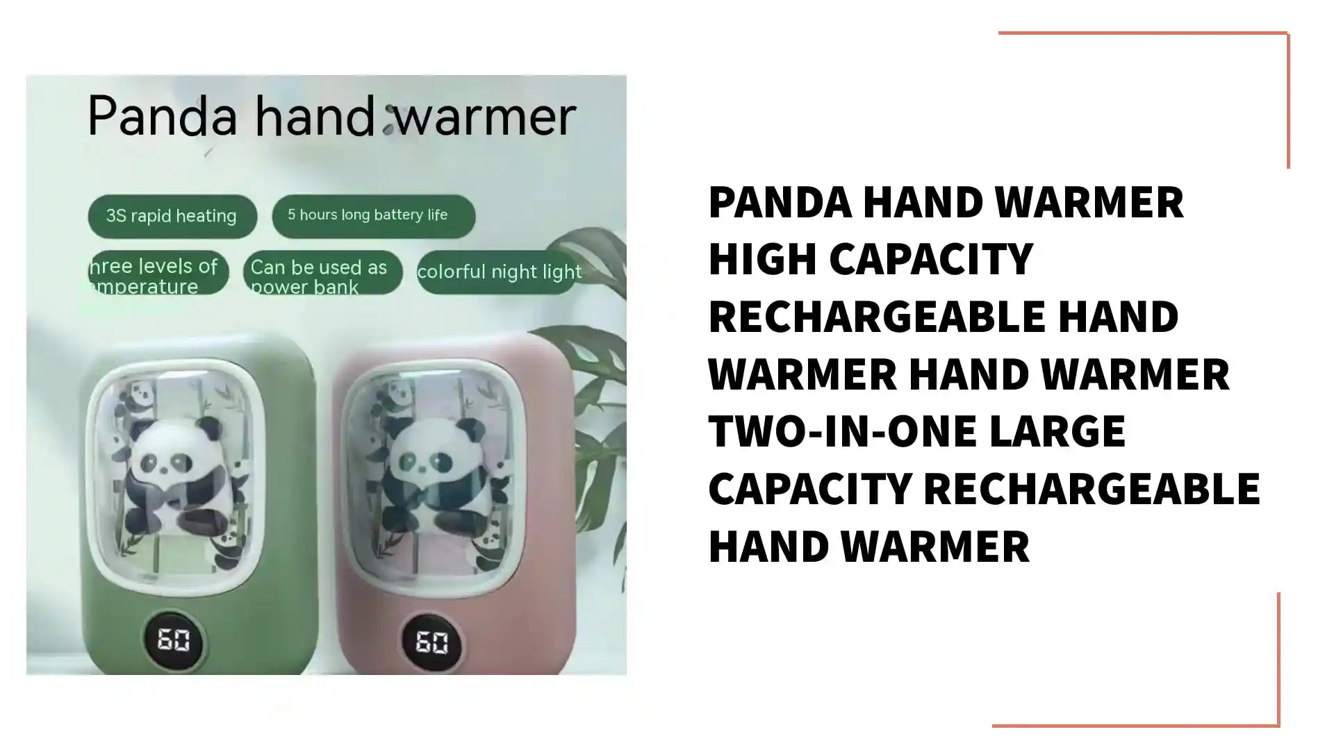 Panda Hand Warmer High Capacity Rechargeable Hand Warmer Hand Warmer Two-in-one Large Capacity Rechargeable Hand Warmer by@Outfy