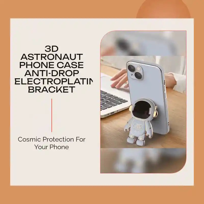 3D Astronaut Phone Case Anti-Drop Electroplating Bracket by@Outfy