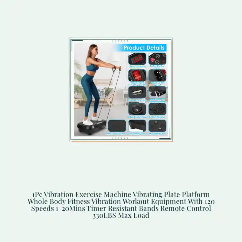 1Pc Vibration Exercise Machine Vibrating Plate Platform Whole Body Fitness Vibration Workout Equipment With 120 Speeds 1-20Mins Timer Resistant Bands Remote Control 330LBS Max Load by@Outfy