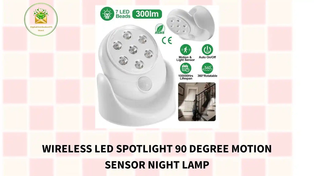 Wireless LED Spotlight 90 Degree Motion Sensor Night Lamp by@Outfy