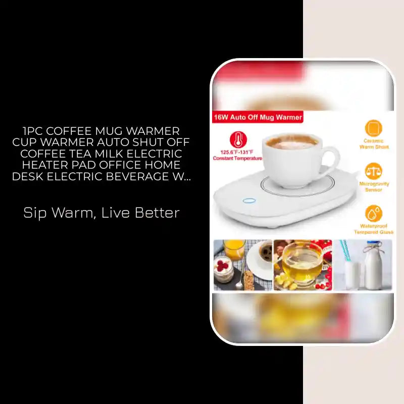 1Pc Coffee Mug Warmer Cup Warmer Auto Shut Off Coffee Tea Milk Electric Heater Pad Office Home Desk Electric Beverage Warmer Mat by@Outfy