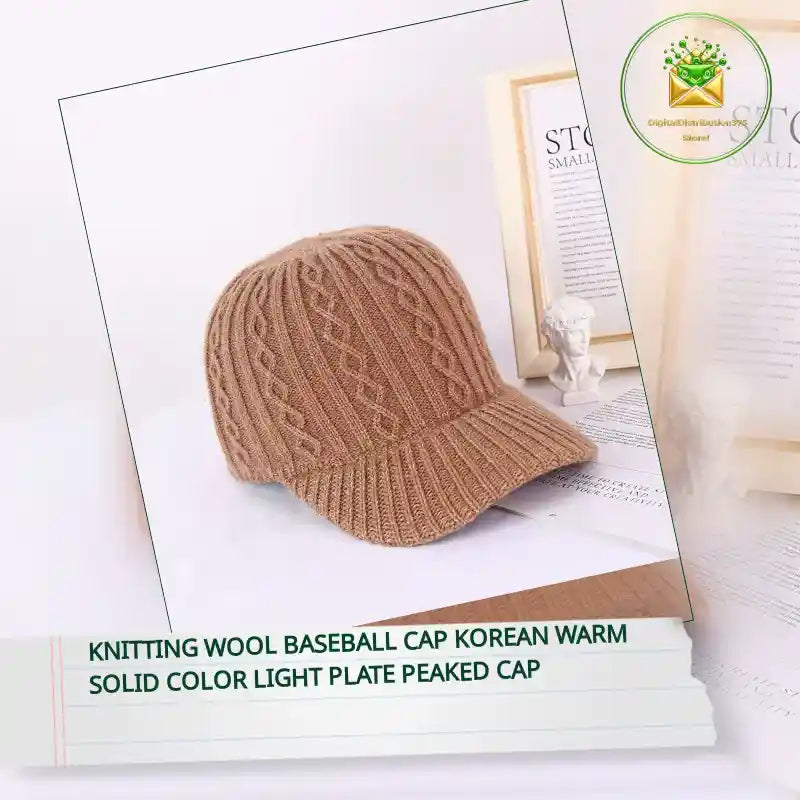Knitting Wool Baseball Cap Korean Warm Solid Color Light Plate Peaked Cap by@Outfy