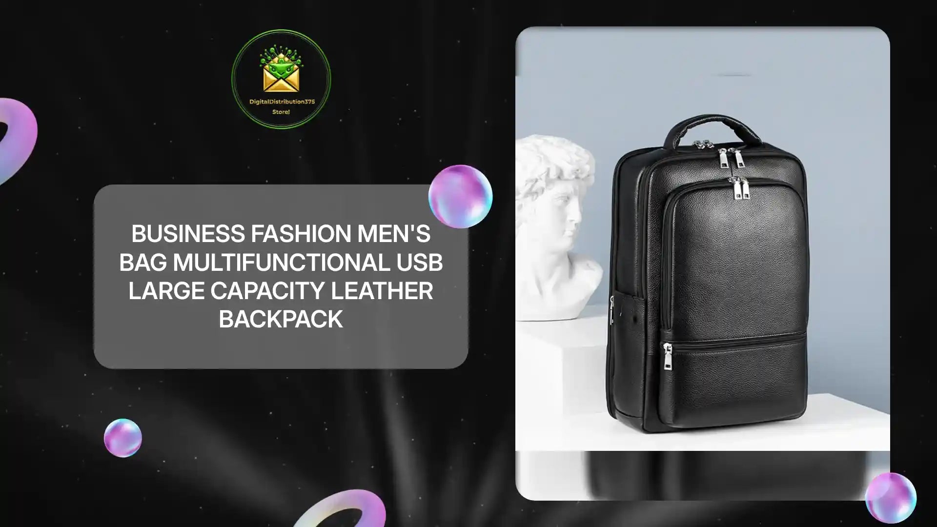 Business Fashion Men's Bag Multifunctional USB Large Capacity Leather Backpack by@Outfy
