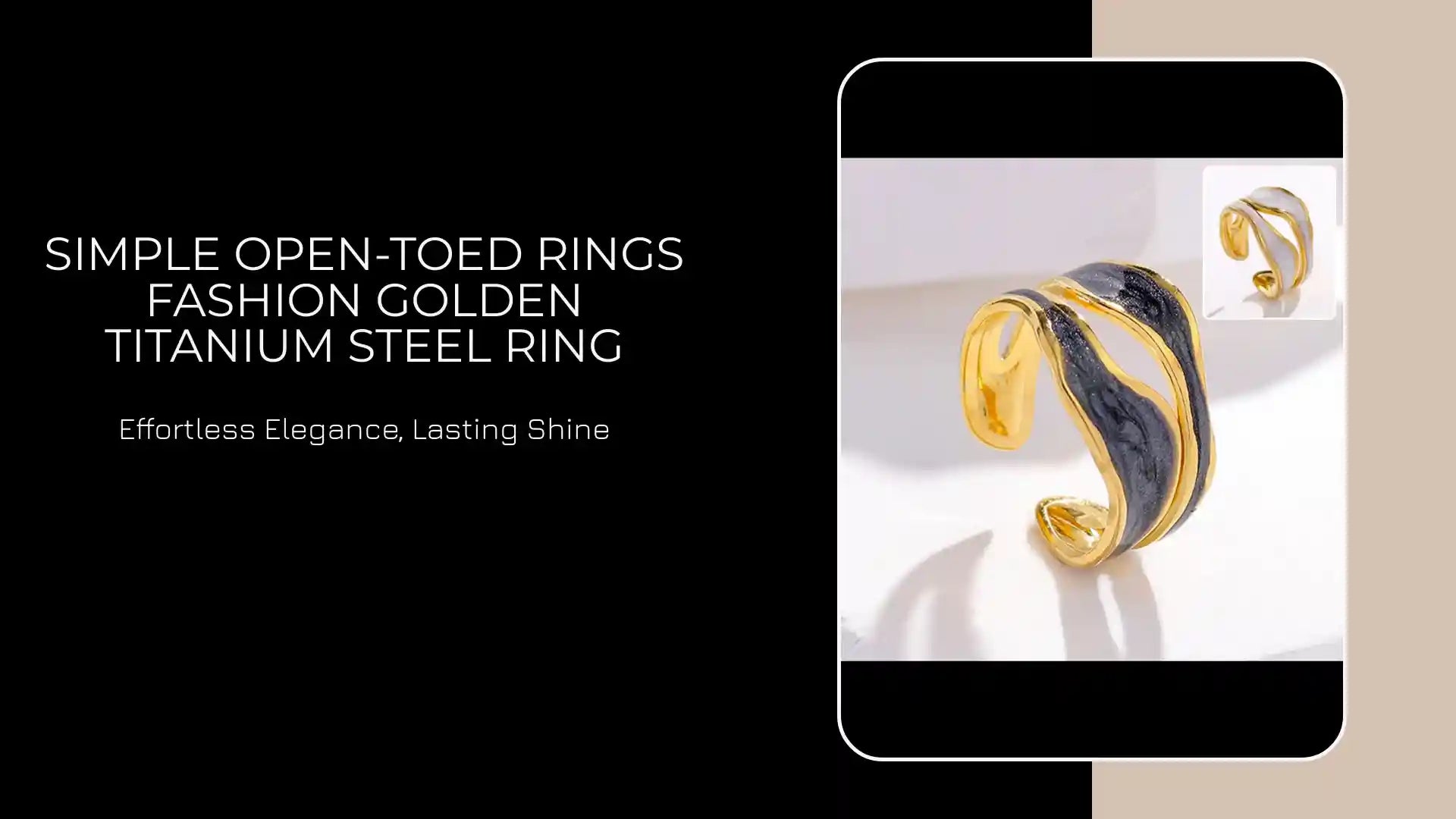 Simple Open-toed Rings Fashion Golden Titanium Steel Ring by@Outfy