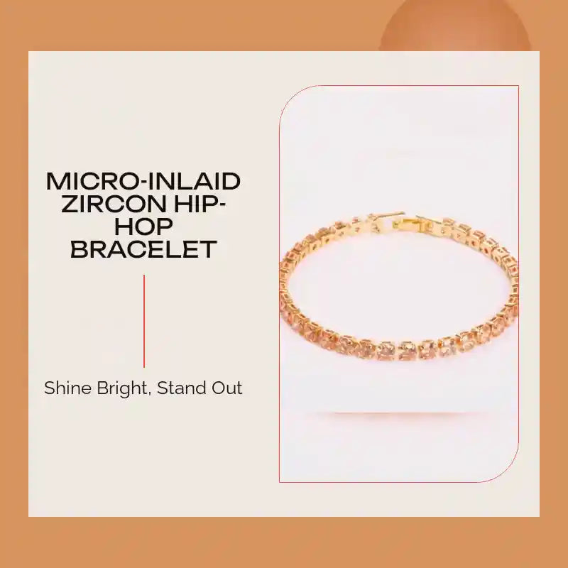 Micro-inlaid zircon hip-hop bracelet by@Outfy