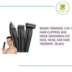 Beard Trimmer, 3 In 1 Hair Clippers And Mens Grooming Kit, Face, Nose, Ear Hair Trimmer - Black by@Outfy