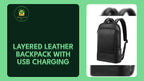 Layered Leather Backpack With Usb Charging by@Outfy