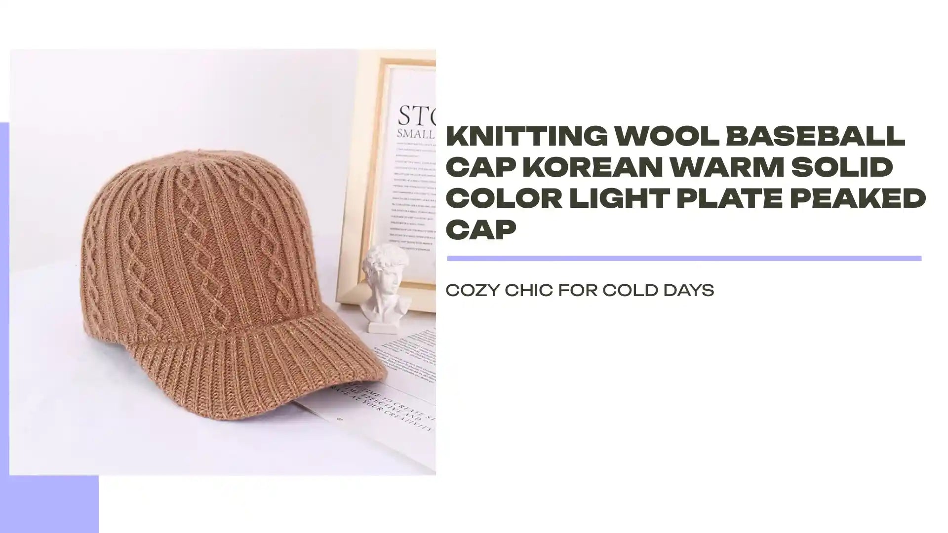 Knitting Wool Baseball Cap Korean Warm Solid Color Light Plate Peaked Cap by@Outfy
