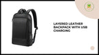 Layered Leather Backpack With Usb Charging by@Outfy