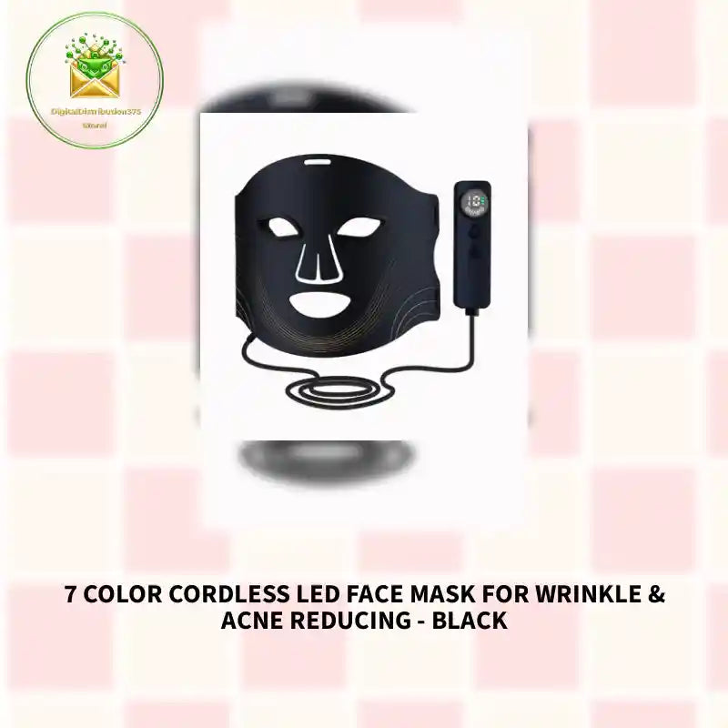7 Color Cordless LED Face Mask For Wrinkle &amp; Acne Reducing - Black by@Outfy