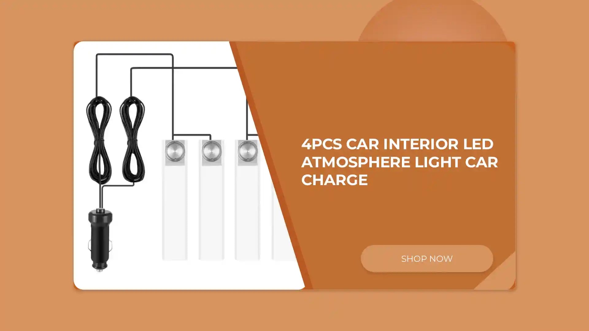 4Pcs Car Interior LED Atmosphere Light Car Charge by@Outfy