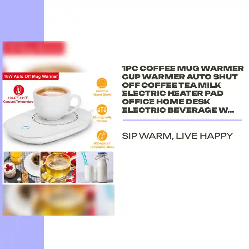 1Pc Coffee Mug Warmer Cup Warmer Auto Shut Off Coffee Tea Milk Electric Heater Pad Office Home Desk Electric Beverage Warmer Mat by@Outfy