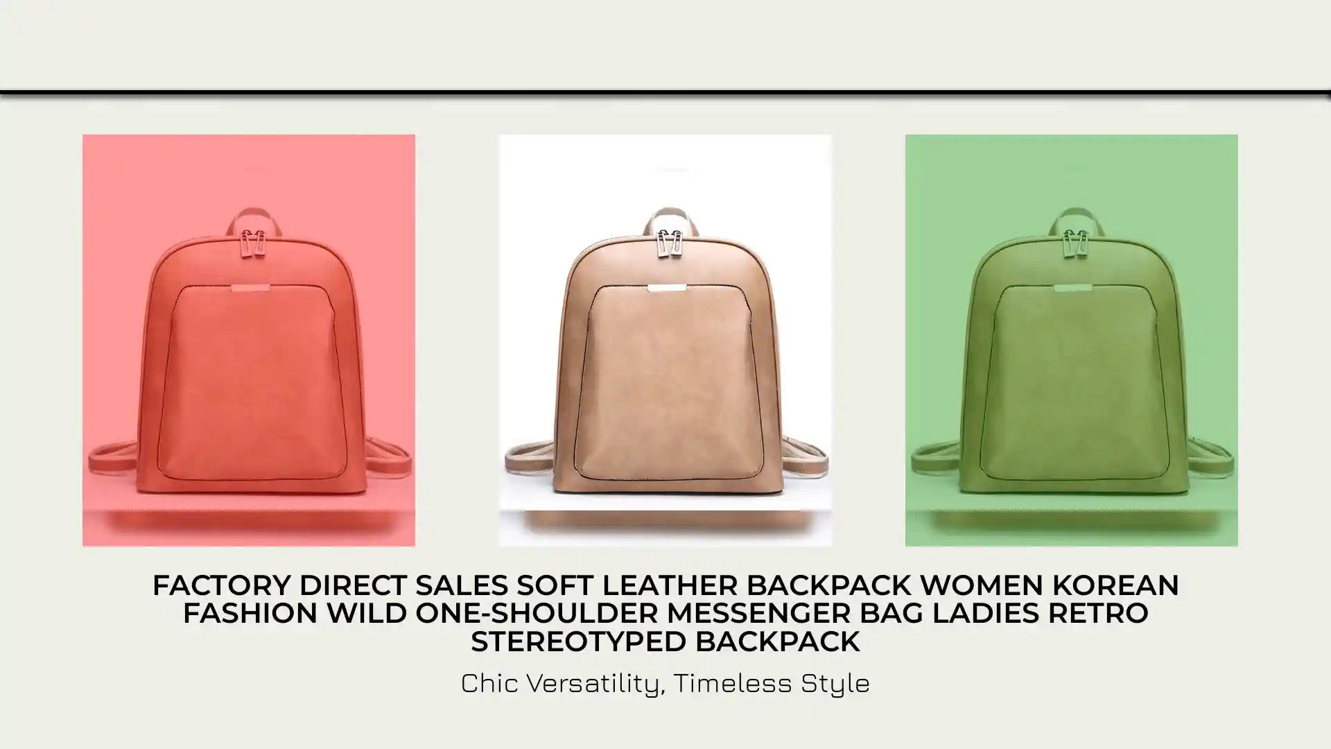 Factory Direct Sales Soft Leather Backpack Women Korean Fashion Wild One-Shoulder Messenger Bag Ladies Retro Stereotyped Backpack by@Outfy