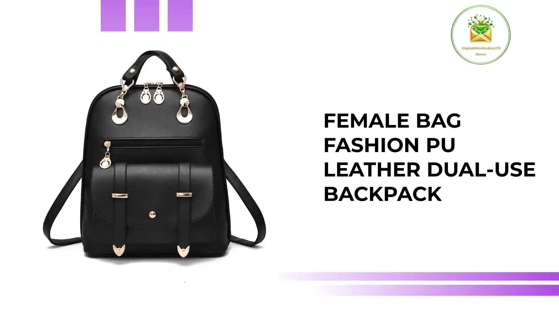 Female bag fashion PU leather dual-use backpack by@Outfy