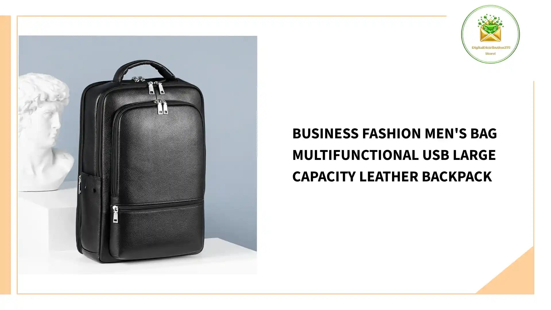 Business Fashion Men's Bag Multifunctional USB Large Capacity Leather Backpack by@Outfy