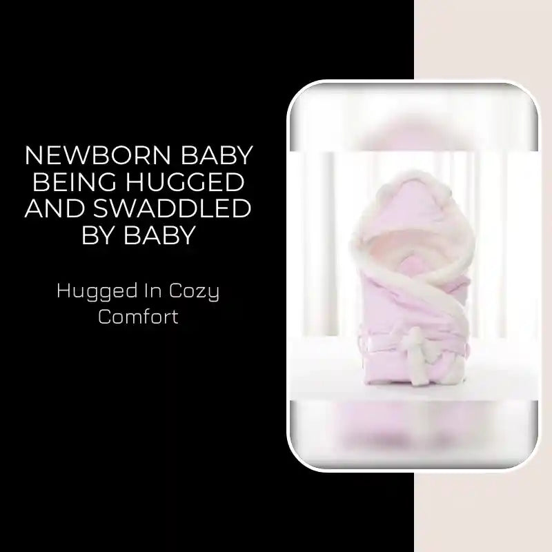 Newborn baby being hugged and swaddled by baby by@Outfy