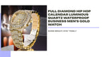 Full Diamond Hip Hop Calendar Luminous Quartz Waterproof Business Men's Gold Watch by@Outfy