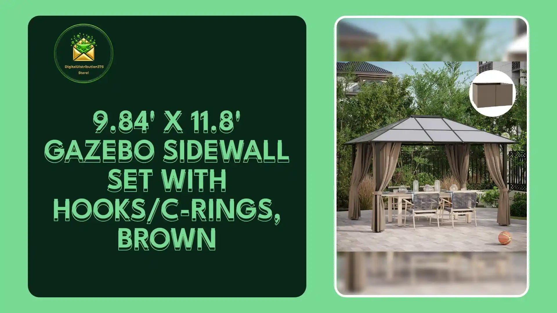 9.84' x 11.8' Gazebo Sidewall Set with Hooks/C-Rings, Brown by@Outfy