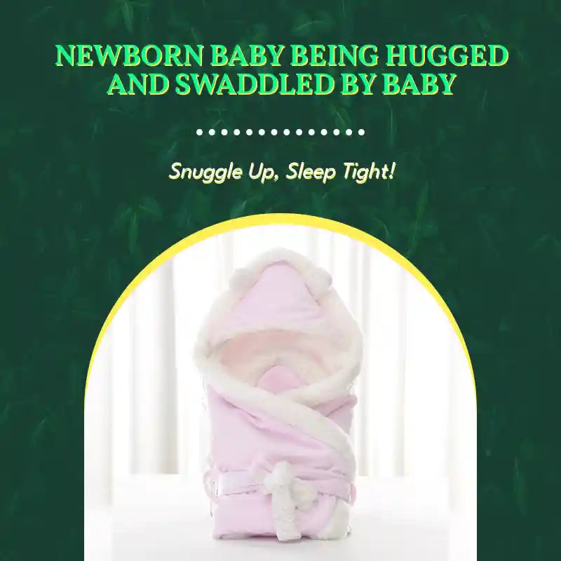 Newborn baby being hugged and swaddled by baby by@Outfy