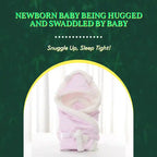 Newborn baby being hugged and swaddled by baby by@Outfy