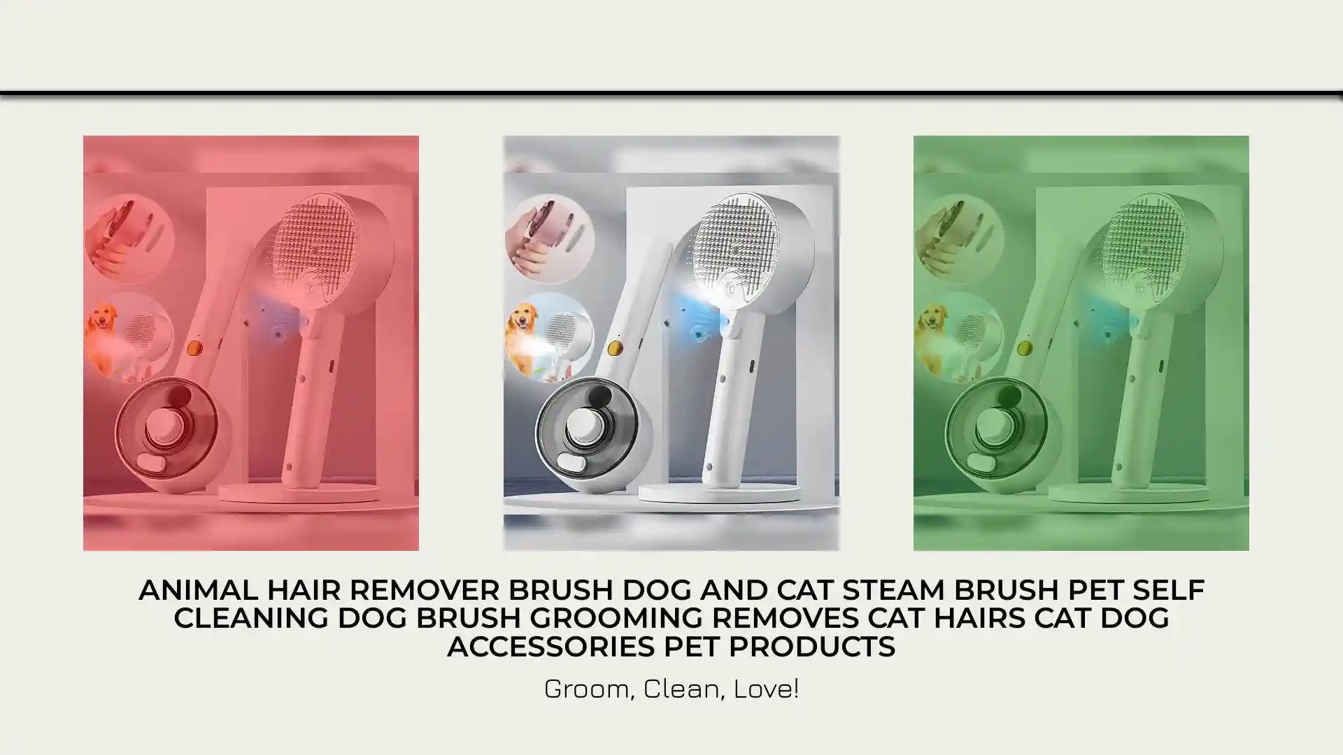 Animal Hair Remover Brush Dog And Cat Steam Brush Pet Self Cleaning Dog Brush Grooming Removes Cat Hairs Cat Dog Accessories Pet Products by@Outfy