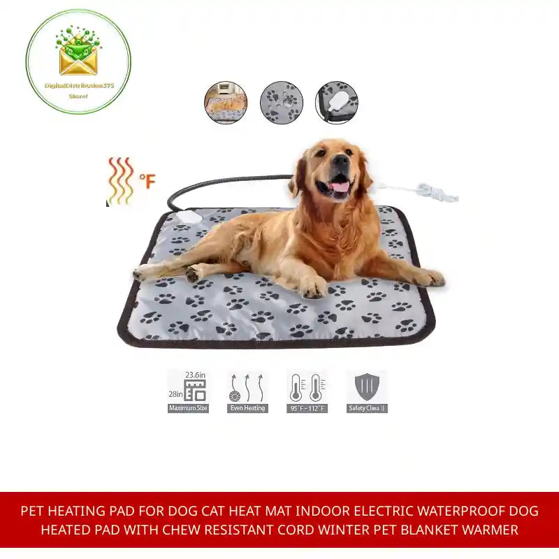 Pet Heating Pad For Dog Cat Heat Mat Indoor Electric Waterproof Dog Heated Pad With Chew Resistant Cord Winter Pet Blanket Warmer by@Outfy