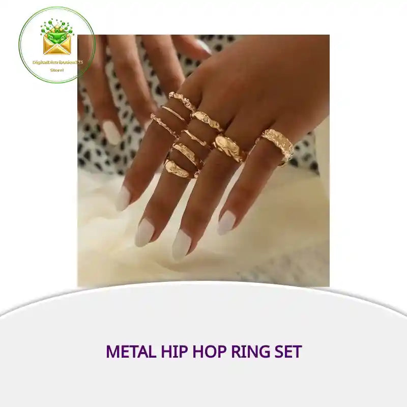 Metal Hip Hop Ring Set by@Outfy