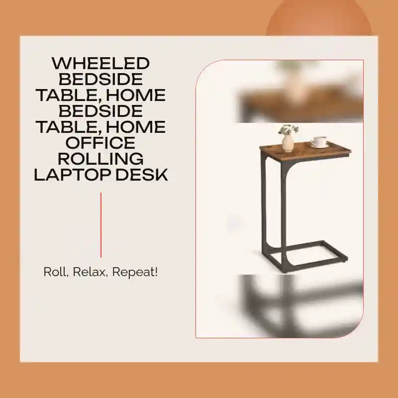 Wheeled Bedside Table, Home Bedside Table, Home Office Rolling Laptop Desk by@Outfy