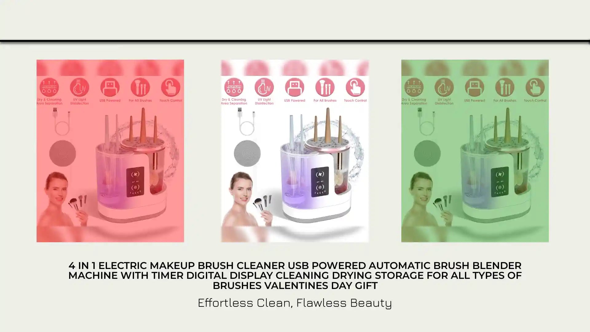 4 In 1 Electric Makeup Brush Cleaner USB Powered Automatic Brush Blender Machine With Timer Digital Display Cleaning Drying Storage For All Types Of Brushes Valentines Day Gift by@Outfy