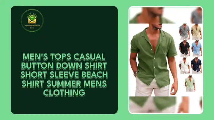 Men's Tops Casual Button Down Shirt Short Sleeve Beach Shirt Summer Mens Clothing by@Outfy