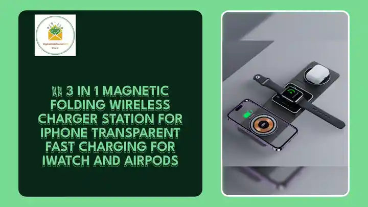 ⚡📱 3 IN 1 Magnetic Folding Wireless Charger Station For IPhone Transparent Fast Charging For IWatch And Airpods by@Outfy